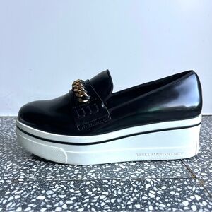 Stella McCartney Black and Gold Platform Loafers